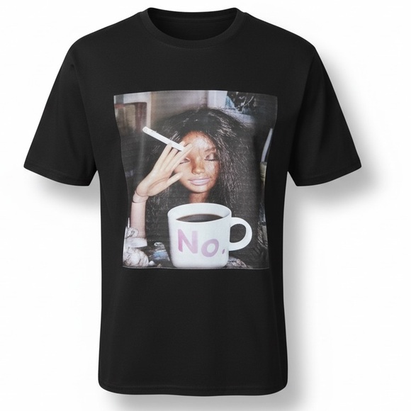 Boutique Tops - Barbie Graphic Novelty Tee Funny Coffee Mood T Shirt XL 100% Cotton